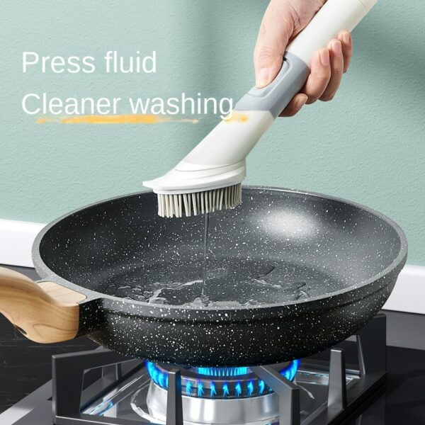 Creative New Brush Artifact Kitchen Dishwashing Liquid Long Handle Brush Sponge Wood Pulp Cotton Does Not Hurt To Oil Wash Pot 3