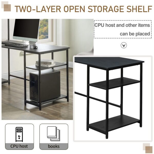 Home Office Computer Desk With Multiple Storage Shelves, Modern Large Office Desk With Bookshelf And Storage Space Black 4