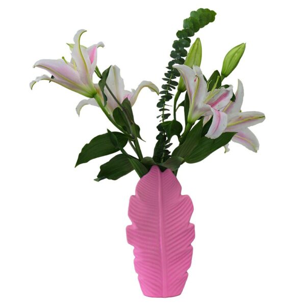 GIEMZA Silicone Vase Anti-drop Simulation Leaves Pot Dried Flower Decoration Hydroponics Home Room Hotel Office Arrangement 5