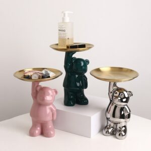 Aqumotic Bear Tray Key Small Objects Lipstick Storage Decoration Display Glo Omy Desktop Decor Wine Cabinet Office 1