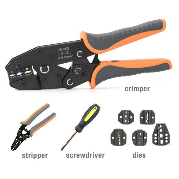 IWISS Crimping Tool Kits with Wire Stripper and Cable Cutters Suitable for Non-Insulated & Insulated Cable End-Sleeves Terminals 4