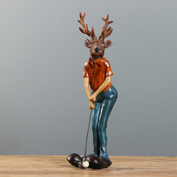 Aqumotic Golf Elk Creative Human Statue Art about 30cm Sculpture Office Decor Accessories Modern Craft Home Decoration Cabinet 5