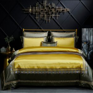 Bedroom Four-piece Bed Linen Luxury European-style Noble N Golden Quilt Cover Fashionable and Simple Family Hotel Bedding Set 1