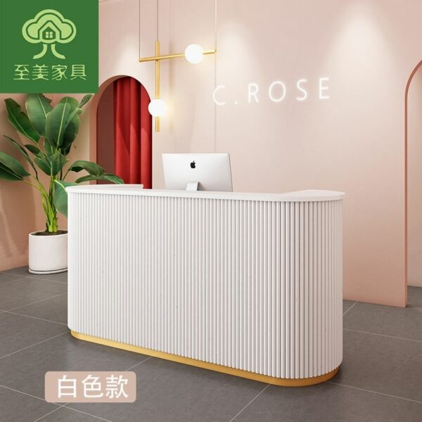 Simple and modern light luxury arc clothing store beauty salon commercial cash register reception desk podium stand レジカウンター 4