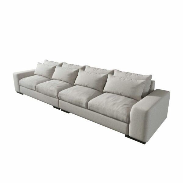 Contemporary Down sofa -Overstuffed Modular Sofa with SLinen Fabric Upholstery sofa, Seating for 4, Grey 5