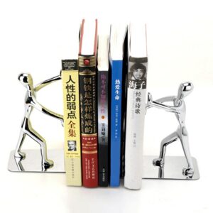 1 Pair/Lot Fashion Cool Metal Stainless Steel Human-Shaped Bookend for School Stationery & Office Supply 2