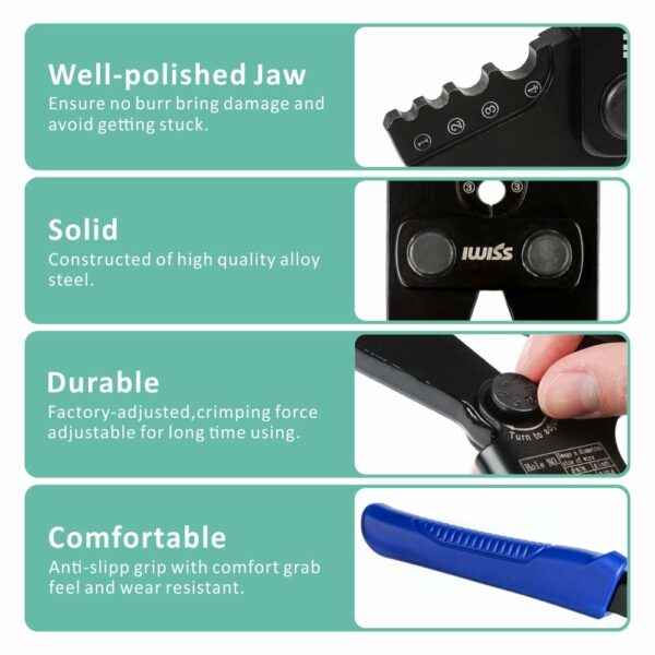 IWISS IWS-1608S Wire Rope Crimping Tool for Aluminum Oval Sleeves,Stop Sleeves,Crimp Ferrules,Crimping Loop sleeve 4