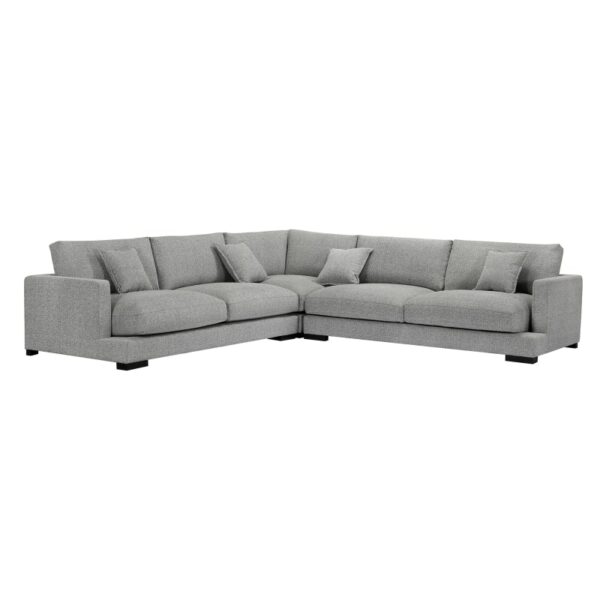 L-Shaped Modular Sofa Includes 4 Pillows, 2 Sofas and A Corner Simple Style Soft and Comfortable, Removable Cushion Elegant Gray 3