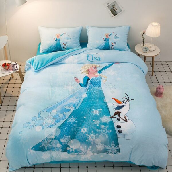 Disney winter cartoon Mickey flannel double-sided fleece cute princess style four-piece comfortable children's bedding 5