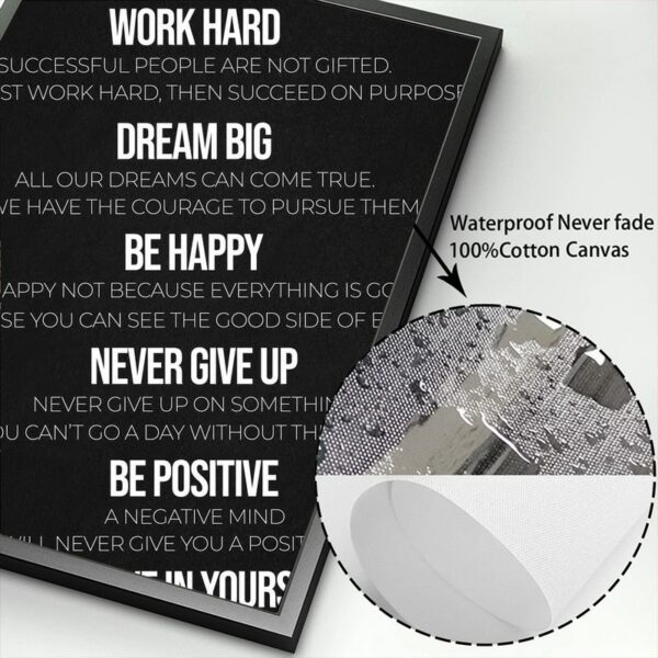 Black and White Motivational Qoutes Canvas Painting Success Notes Poster Steps To Success Wall Art Picture for Home Office Decor 5