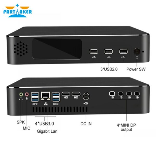 Partaker Mini Desktop PC Computer i9 9900T with T400 2G P1000 4G T1000 8G Dedicated Graphics for Design Video Editing Modeling 6