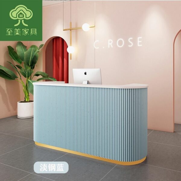 Simple and modern light luxury arc clothing store beauty salon commercial cash register reception desk podium stand レジカウンター 3