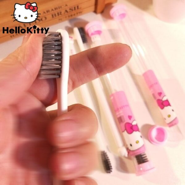 12/24pcs Kawaii Cartoon Hello Kitty Toothbrush Soft Bamboo Charcoal Toothbrush Travel Portable Household Toothbrush For Girls 5