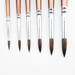 6pcs Wolf Hair Paint Brush Set Round Tip Pointed Artists Paintbrush for Watercolor Acrylic Oil Painting Art Supplies 2