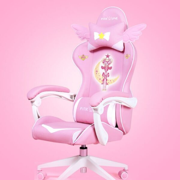 Pink Magic Gaming Chair Girl Game Competitive Rotating Chair Home Liftable Computer Chair Fashion Comfortable Anchor Live Chair 3