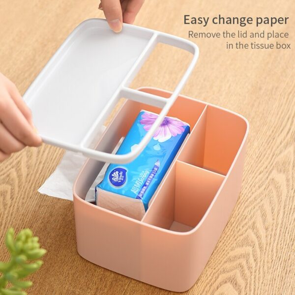 ECOCO Tissue Box Desktop Storage Tools Multifunctional Sundries Storage Organizer Napkin Rack for Office Bedroom Living Room 4