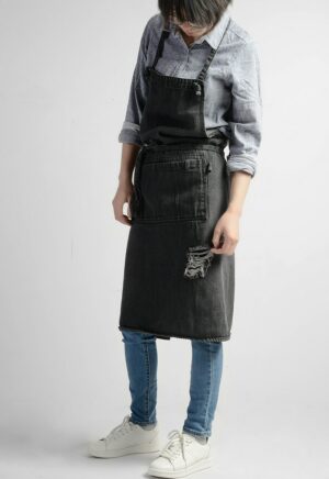 Cotton Denim Aprons,Japanese Korean Gardening Coffee Shop Kitchen Painting Restaurant Stylish Design Florist Jeans Apron 2