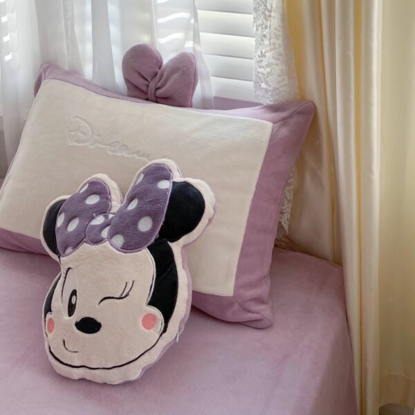 Disney Milk Velvet Four Piece Set Cartoon Minnie Applique Embroidered Quilt Cover Three Piece Set of Student Bedding 6