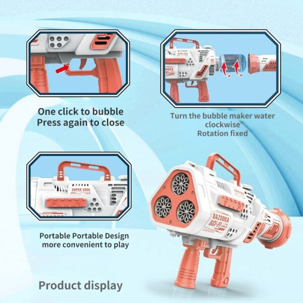 Bubble Gun Rocket 24 Hole Soap Bubble Machine Gun Shaped Automatic Blower Charging with Light Toys Childrens Day Gift Bubble Gun 4