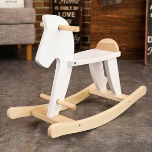 Nordic Style Children's Solid Wood Wooden Rocking Horse Plush Stroller Balance Chair Baby Toy Kids Boy Girl Birthday Gift 1