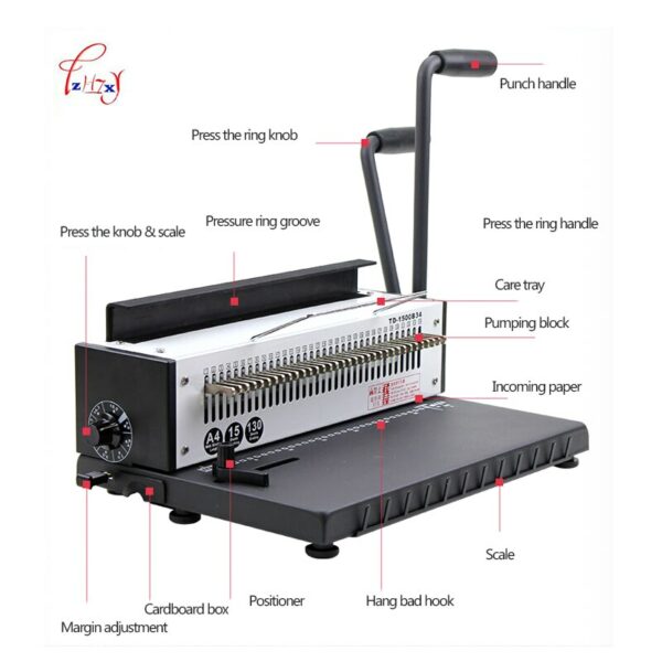 34Holes Manual Wire binding machine  Metal Spiral Wire Spool Binding Machine A4 Binder Puncher machine 1pc 3