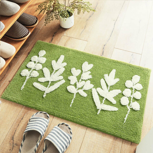 Inyahome Leaves Bath Mats for Bathroom Non Slip Shower Rug Water Absortion Bathroom Mat Entryway Door Mat for Bathroom Indoor 1