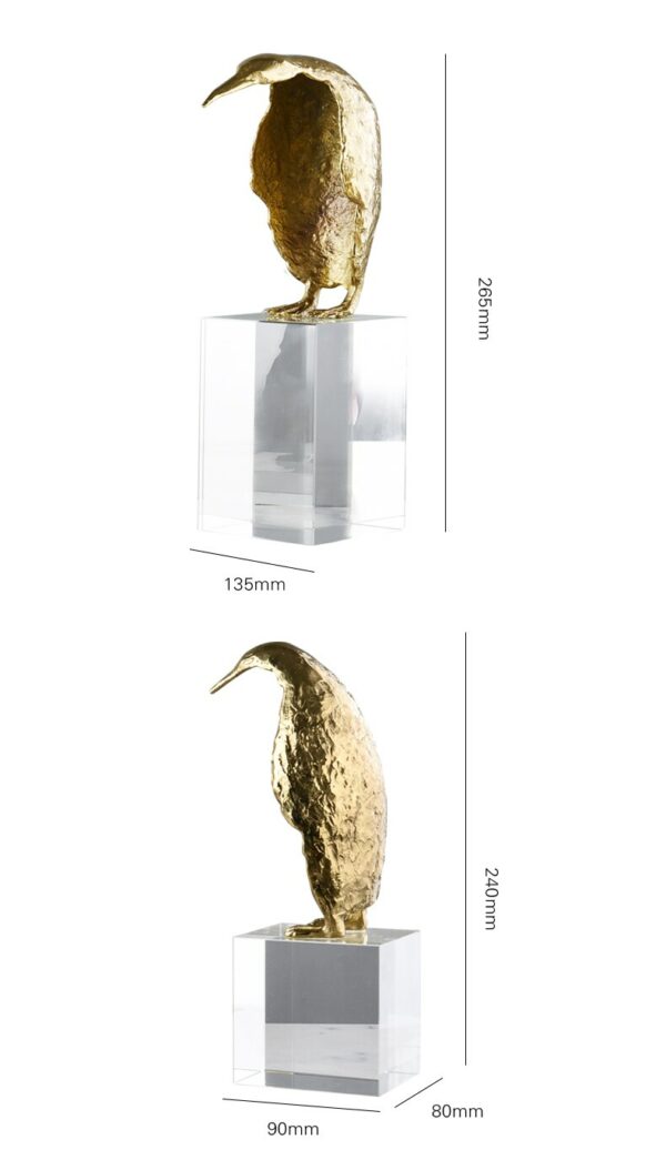 Modern Gold Brass Standing Penguin Ormanment Home Crystal Art Crafts Living Room Hotel Decor Objects Office adornos para casa 5