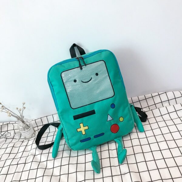 Big Ins Korean Cute Finne Figure Jakey Bag Anime Cartoon Adventure Robert Time Robot BMO For Child Girl Student Soft Backpack 5