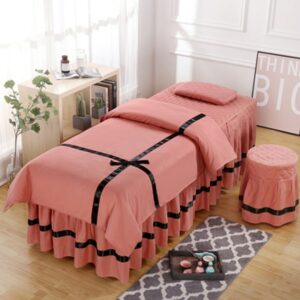 4pcs Beauty Salon Bedding Set Skin-friendly Thick Bed Linens Sheets Bedspread Fumigation Massage Spa Pillowcase Duvet Cover Sets 2