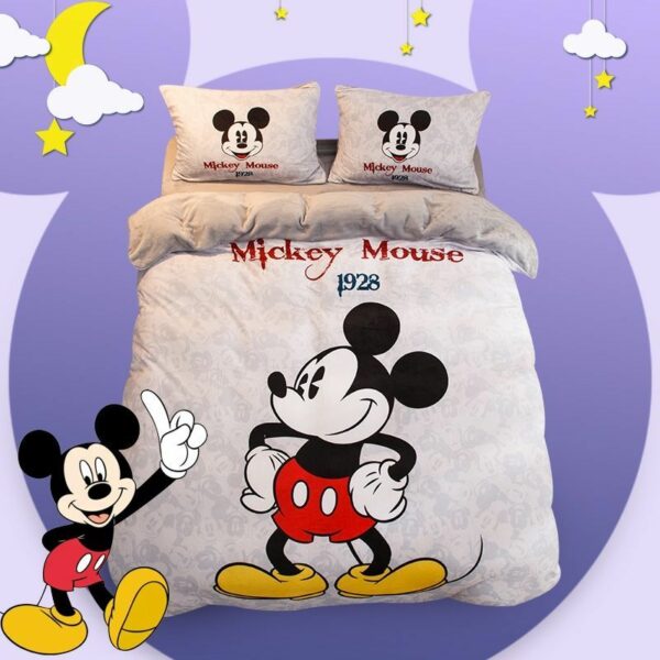 Disney winter cartoon Mickey flannel double-sided fleece cute princess style four-piece comfortable children's bedding 3