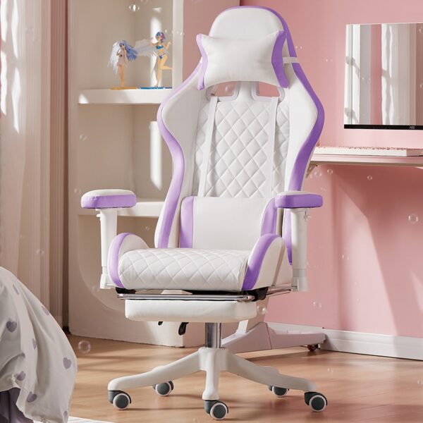 New Chairs Pink Gaming Chair Ergonomic Leather Chair Girls Home Office Comfortable Game Swivel Chair Gamer Live Computer Chair 6