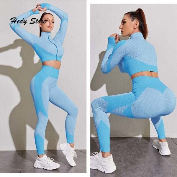 Vital Seamless Set Women Long Sleeve Workout Clothes Fitness Jacket Yoga Tops Gym Leggings Women Activewear Set Sports Suits 4