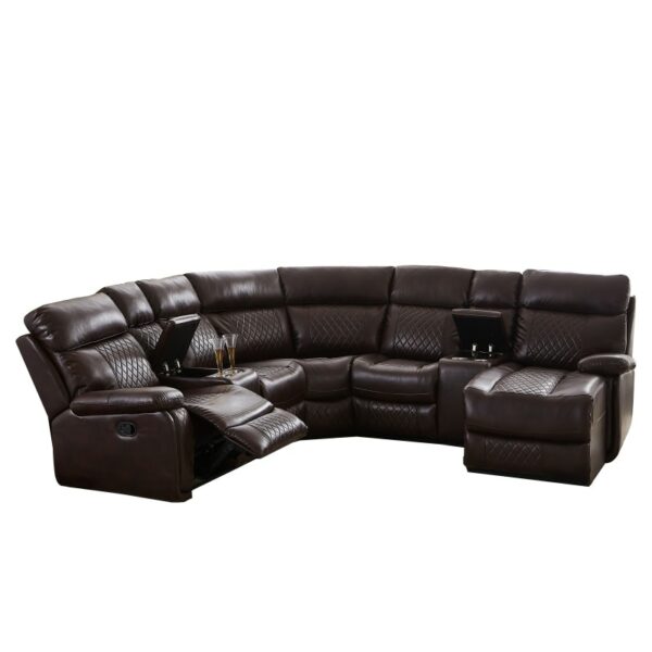 Manual Recliner Living Room Set with Cup Holder and Storage Box, High-End Leather Upholstery for Living Room Apartment 2