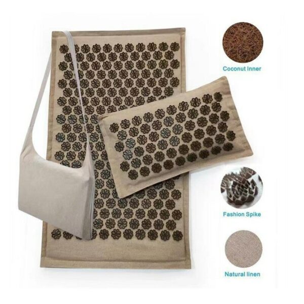 Nature Linen Coconut palm Massage Yoga mat sport pillow mat with bag Lotus Spike Acupressure Mat Cushion 6