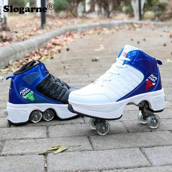 Kids' Roller Skates Boy Girl Unisex Four-Wheels Dual-Use Skate Shoes Double-Row Roller Men Inline Skates Casual Sports Sneakers 5