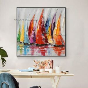 Seascape Wall Picture for Living Room Oil Paintings on Canvas Hand Painted Ship Abstract Office Decoration Wall Art No Frame 1