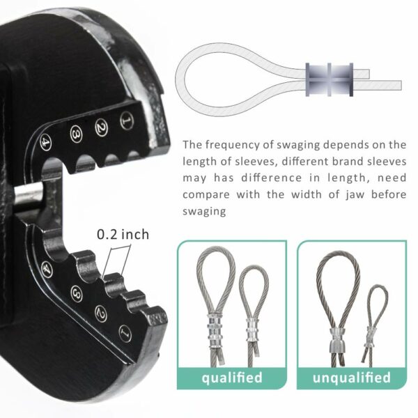 IWISS IWS-1608S Wire Rope Crimping Tool for Aluminum Oval Sleeves,Stop Sleeves,Crimp Ferrules,Crimping Loop sleeve 5