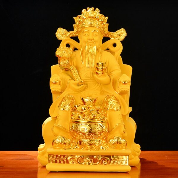 Modern Home Decor Buddha Statue Living Room Family Lucky Gold Plated Statue Resin Crafts Office Decoration Sculpture Gift 4