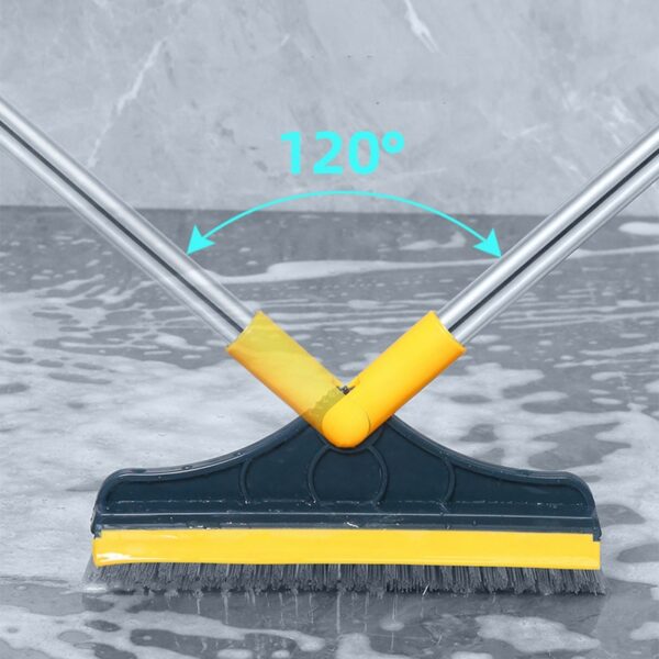 2 In 1 Floor Scrub Brush Stainless Long Handle Crevice Brush Scrubber Detachable Stiff Bristles Tile Cleaning Tools Broom Mop 5