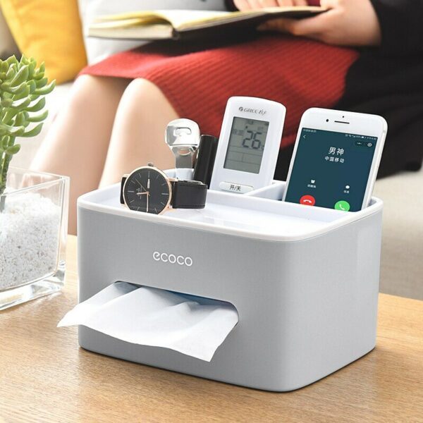 ECOCO Tissue Box Desktop Storage Tools Multifunctional Sundries Storage Organizer Napkin Rack for Office Bedroom Living Room 1