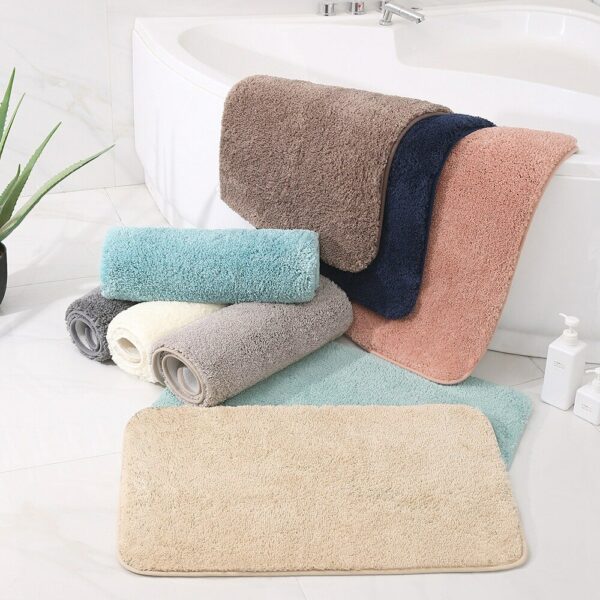 Shaggy Thick Bathroom Mat Solid Color Bath Carpets Toilet Doormat Floor Rugs Beside Bathtub Washbasin Microfiber Shower Room Pad 3