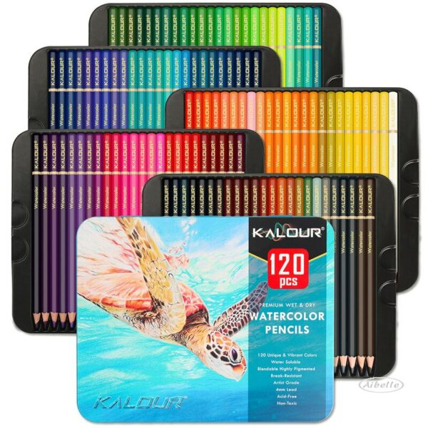 KALOUR 120 Color Professional Oil Color Pencil Unique Colored Watercolor Pencils Drawing Pencil Set School Art Supplies Tin Box 1