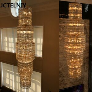 Crystal chandelier villa double floor living room lamp hotel lobby crystal chandelier customization Polyhedron k9 crystal 1