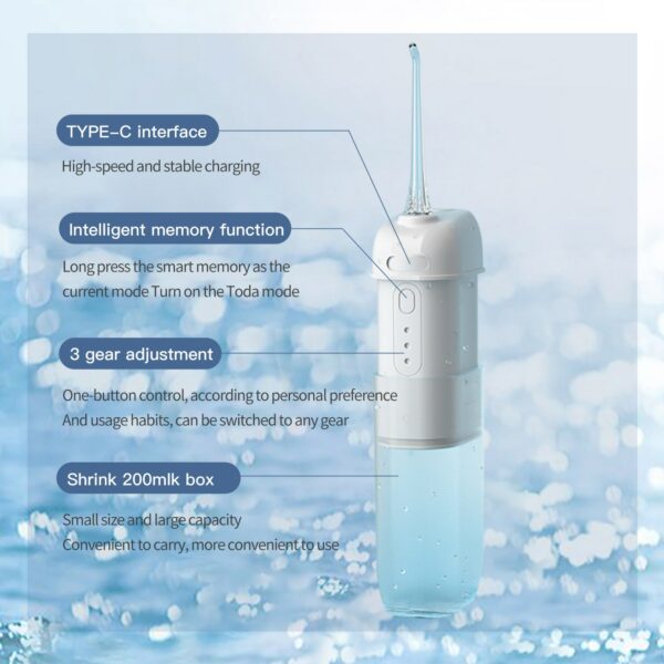 ZK20 Water Flosser Cordless Portable Oral Irrigator Dental Teeth Cleaner with 3 Modes 4 Jets Powerful Cleaning 200ML Water Tank 2