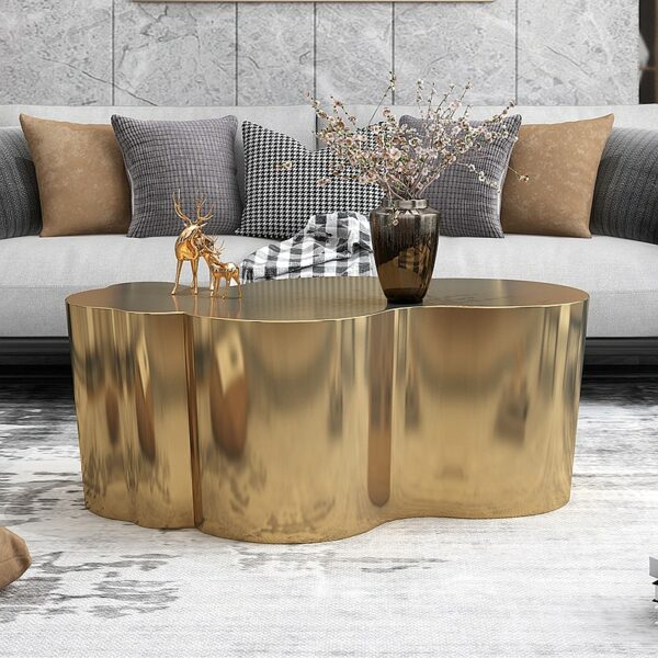 Special-Shaped Coffee Table Glossy Surface Stainless Steel Tea Table Living Room Titanium Stainless Steel Beautiful Furniture 3