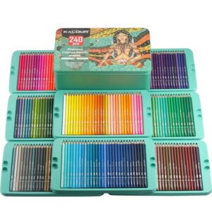 Artist Grade Soft Core Oil-based Premium 240pcs Color Pencil in Tin Box, Pre Sharpened Crayons -Ideal Christmas Gift Pens 1