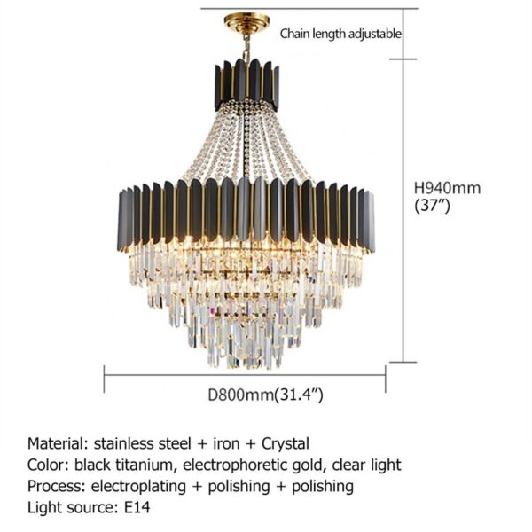 Hongcui Crystal Pendant Light Postmodern Luxury Chandelier LED Decorative For Home Dining Living Room 6