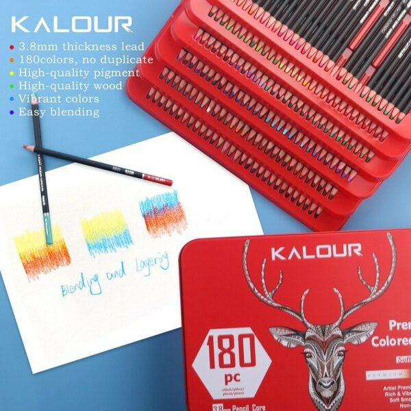 180 New Oil-based Color Pencil Sets Sketch Comic Watercolor Pen Artist-level Professional Supplies Exquisite Iron Box Packaging 3