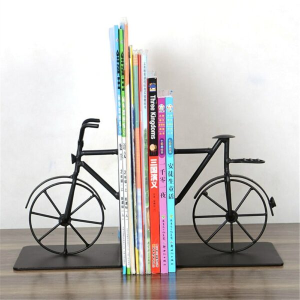 a pair Fashion Human Shape bicycle S Bookshelf Bookends School Office Stationery 5