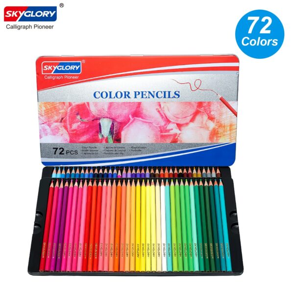 12 Colored Pencils Set SKYGLORY Pre-Sharpened Oil Color Pencils with Metal Storage Case Art Supplies for Children Students 6